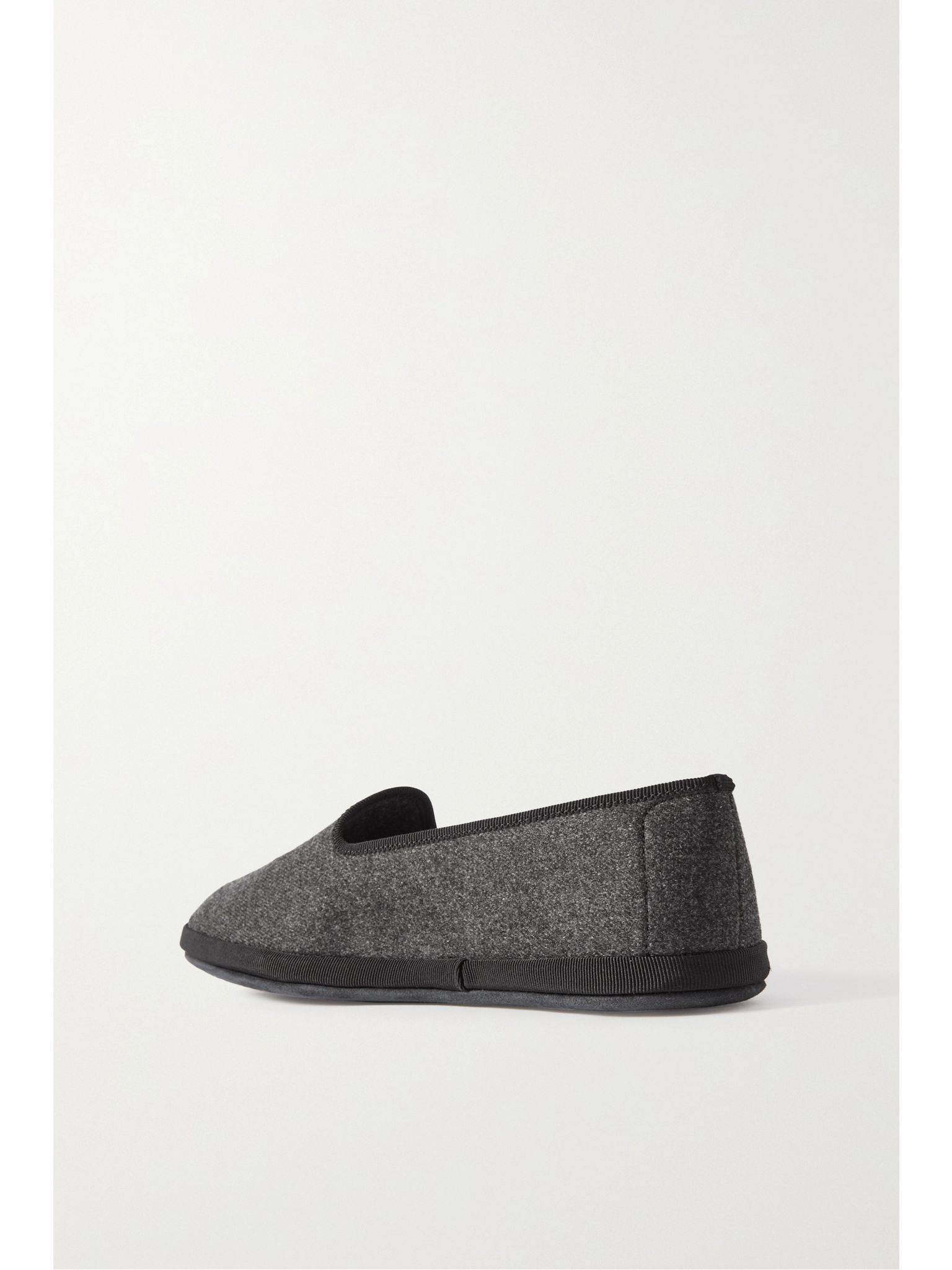 Venice embroidered cashmere-blend flannel slippers Dark gray - 3