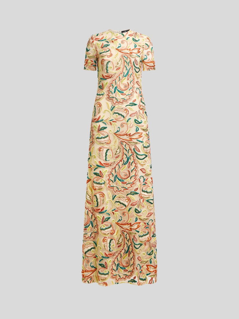 CROCHET-EFFECT LONG DRESS WITH FLORAL EMBROIDERY 1