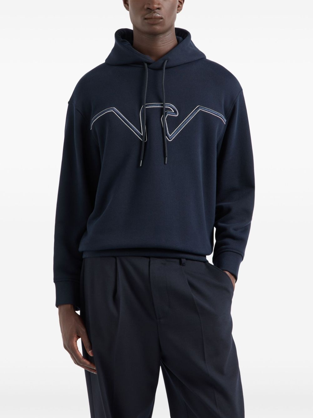 embossed-logo jersey hoodie - 2
