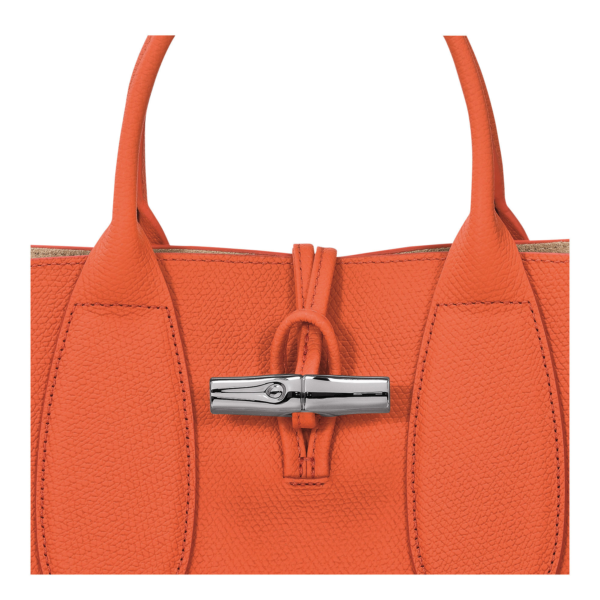 Longchamp Roseau M Handbag Orange - Leather | REVERSIBLE 