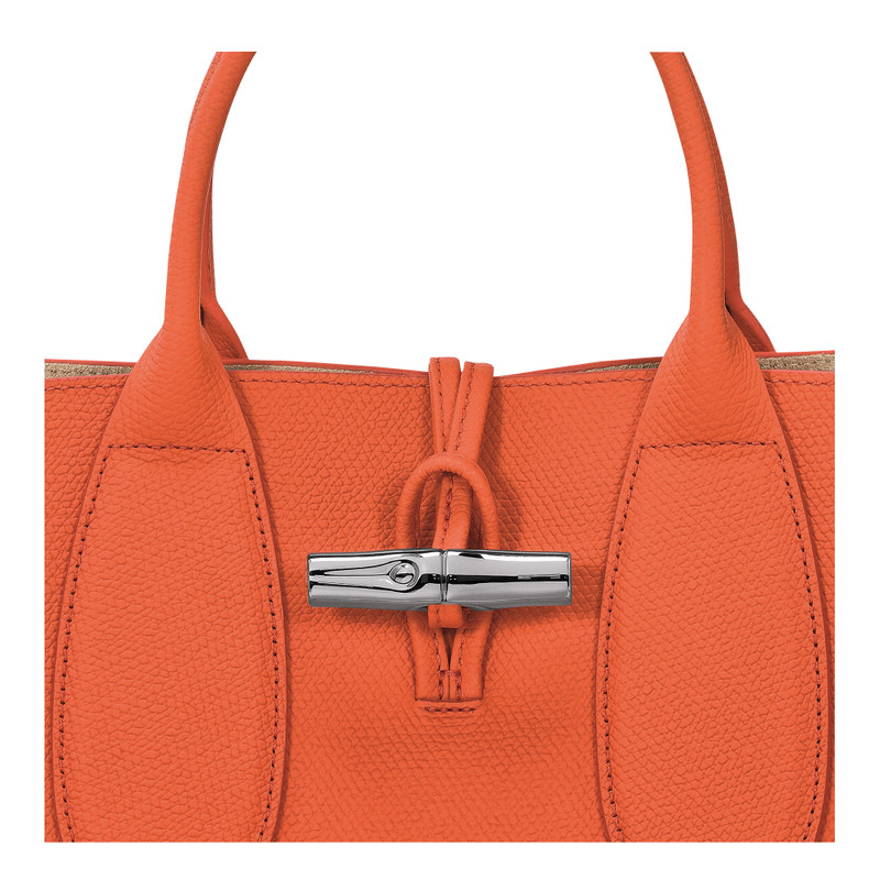 Roseau M Handbag Orange - Leather 6