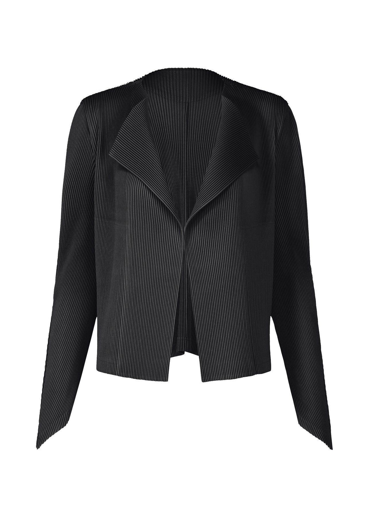 LEATHER LIKE PLEATS CARDIGAN - 1