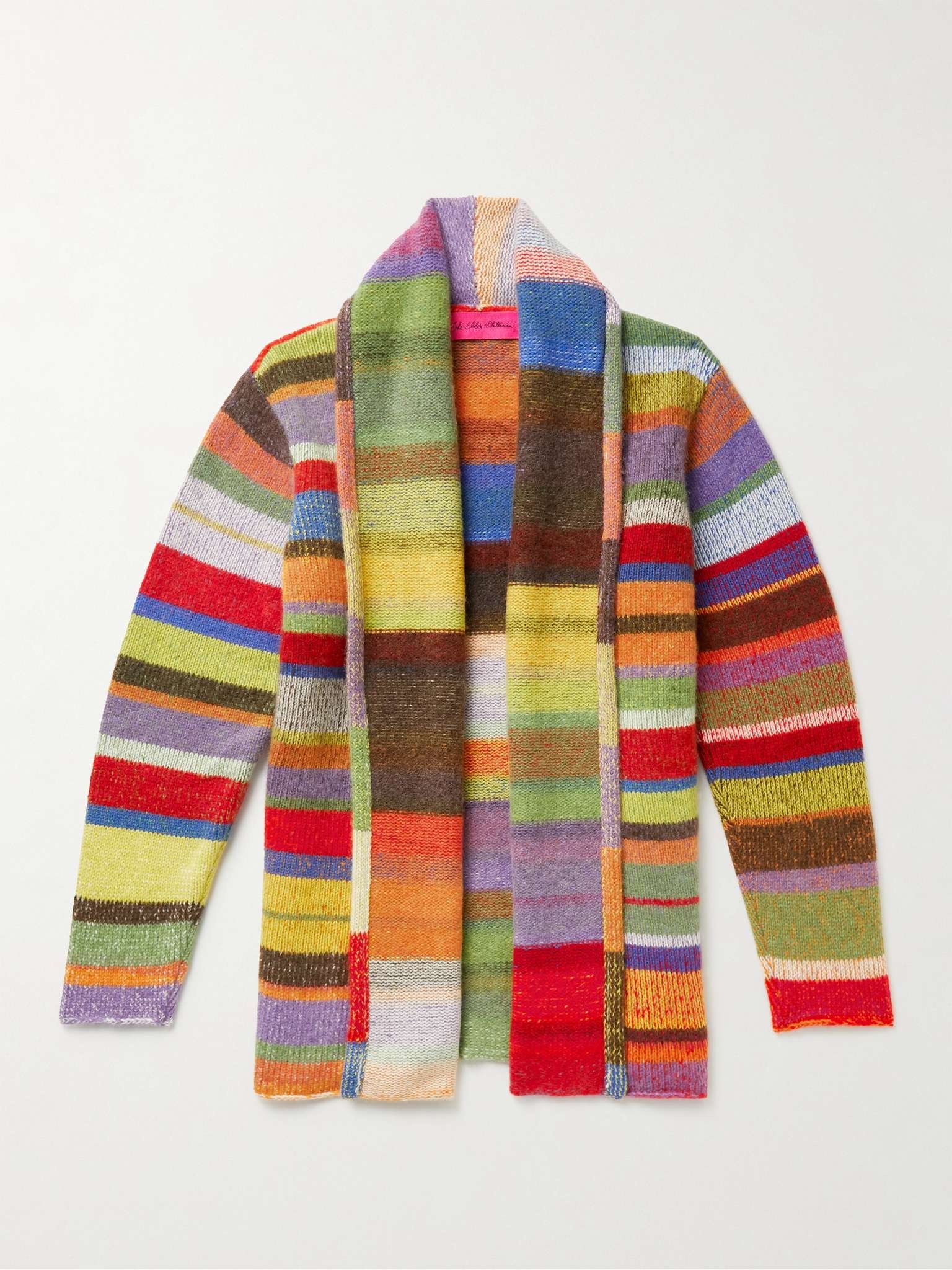 Shawl-Collar Striped Cashmere Cardigan - 1