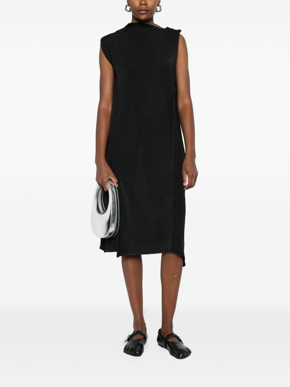 pleated sleeveless asymmetrical dress - 2