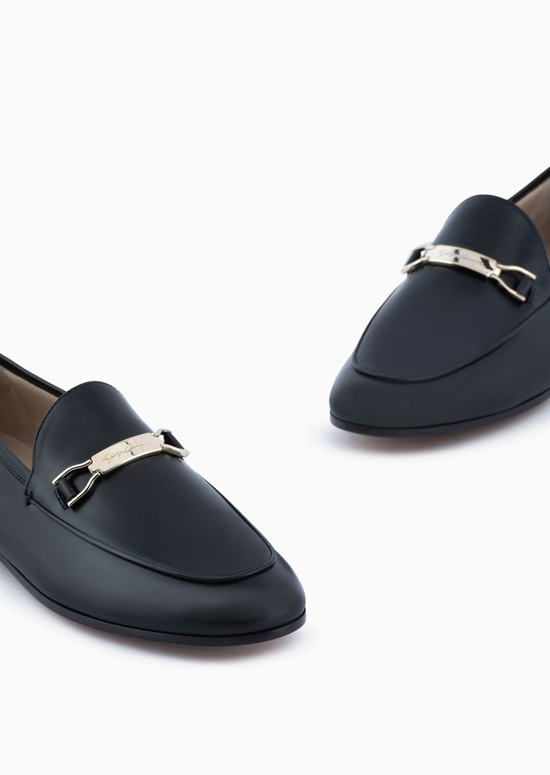 GIORGIO ARMANI Leather loafers with snaffle outlook