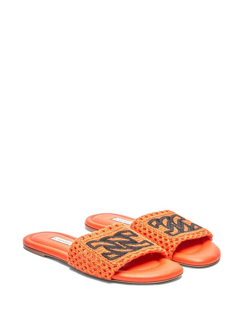 CASADEI crochet-embellished flat sandals outlook