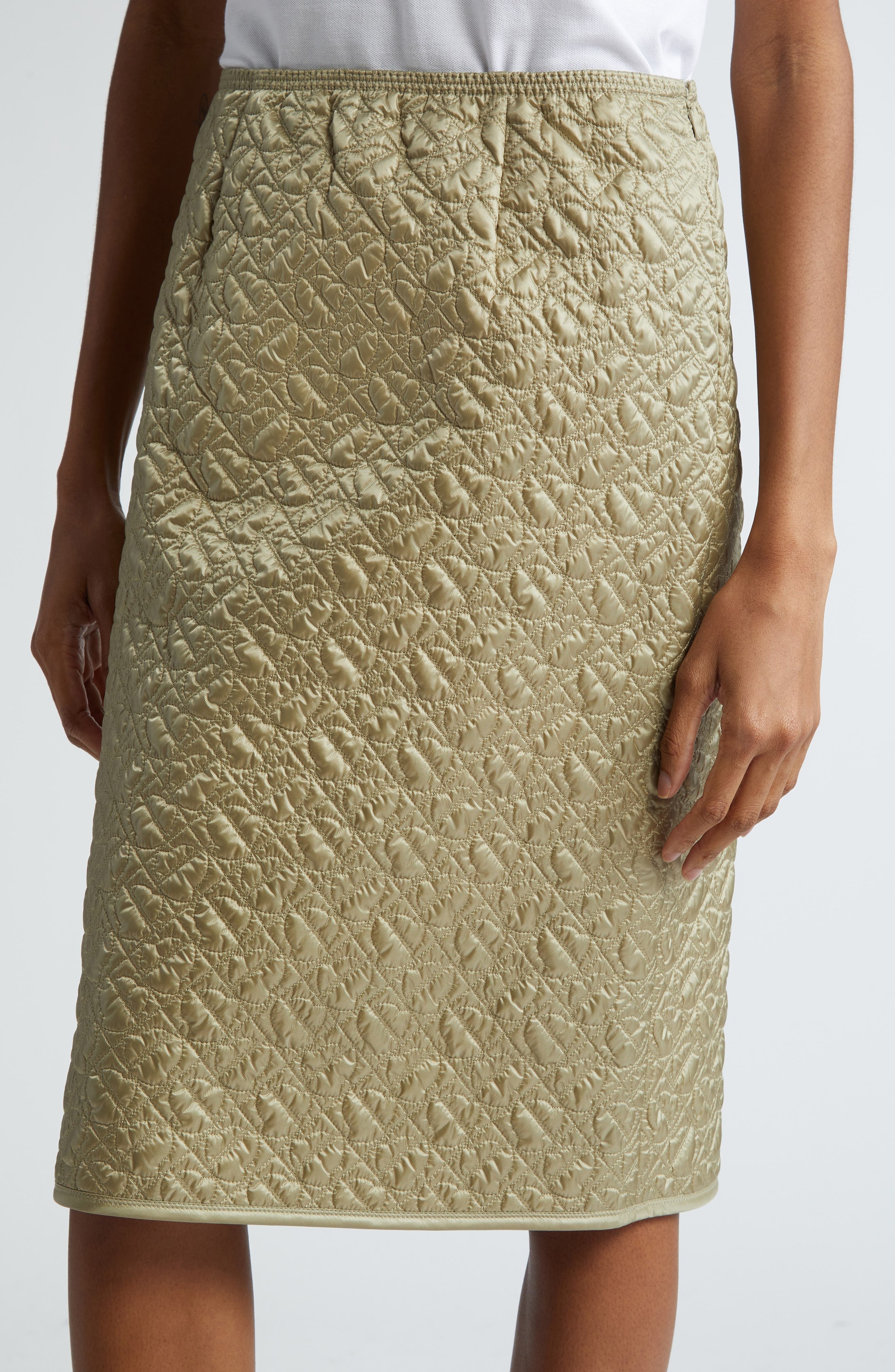Quilted Nylon Pencil Skirt - 5