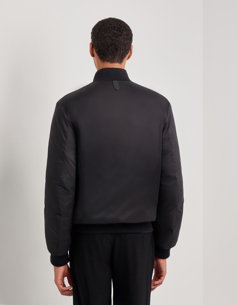 CANALI NUVOLA BLACK PADDED TECHNICAL FABRIC BOMBER JACKET 4