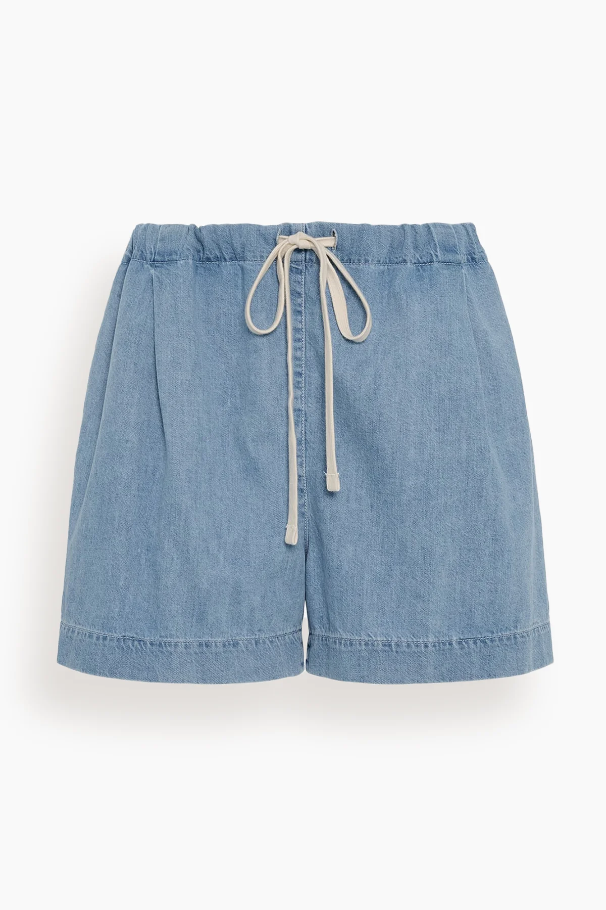 Chambray Drawcord Short in Light Blue Wash - 1