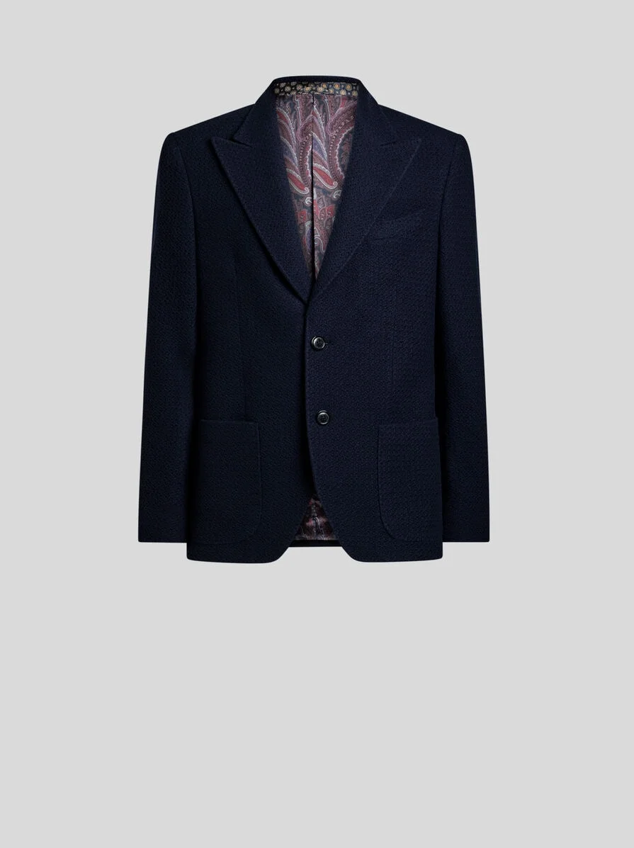 SINGLE-BREASTED KNIT CASHMERE AND WOOL JACKET - 1