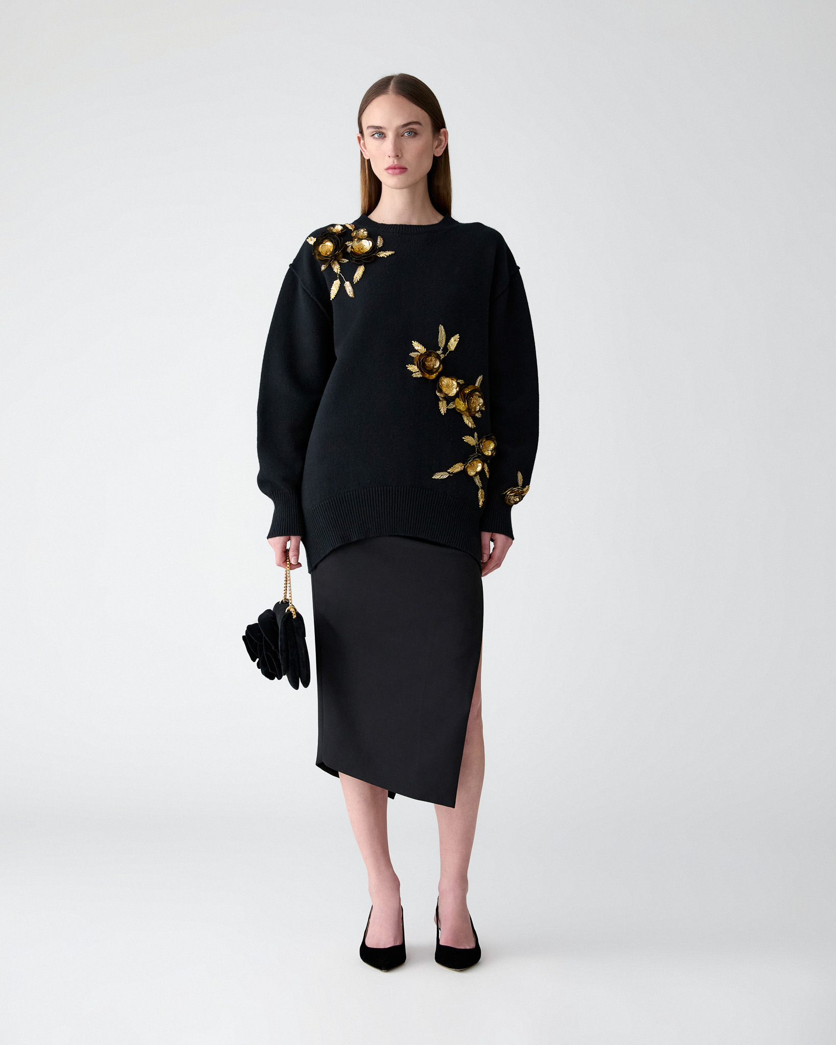 Asymmetric Gathered Midi Skirt - 2