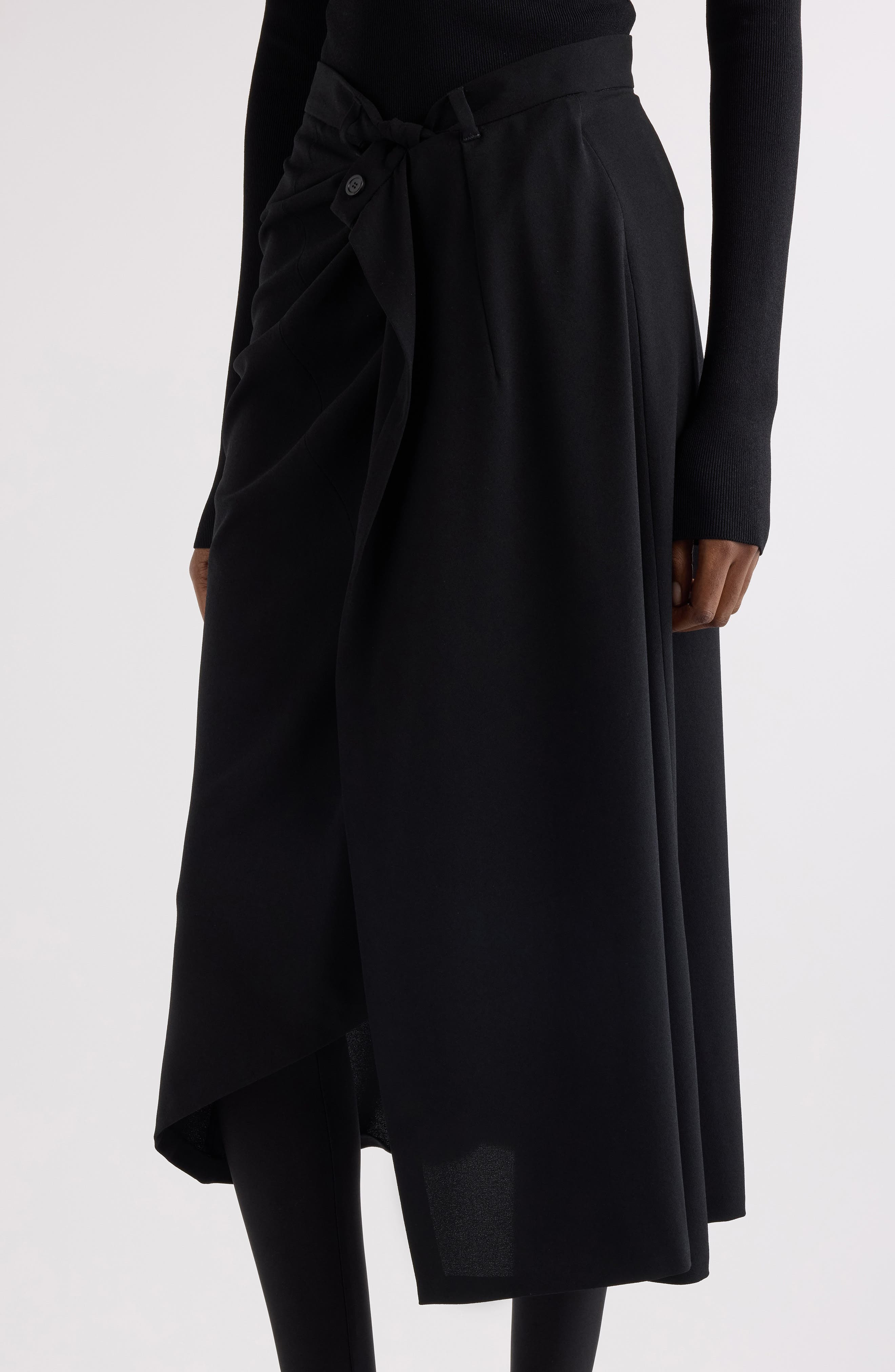 Balenciaga Draped Tailored Crepe Skirt in 1000 Black at Nordstrom - 5