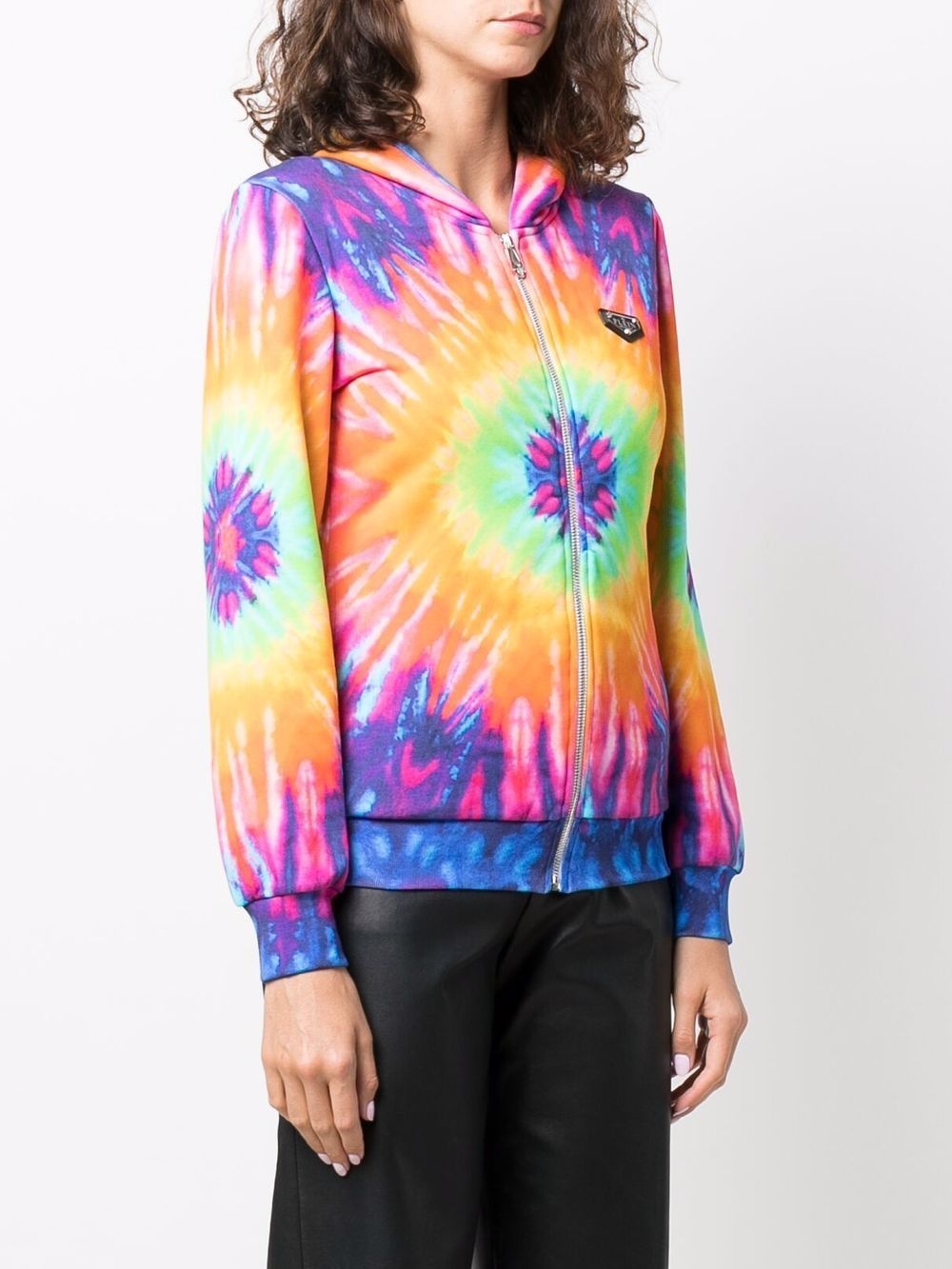 logo-print tie-dye zipped hoodie - 3