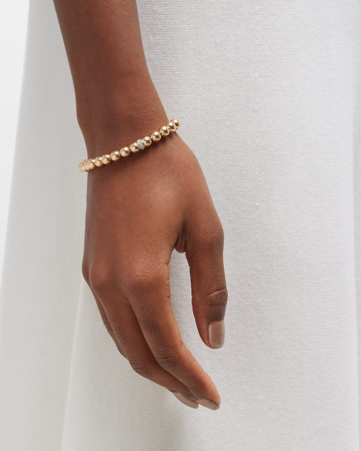 14k Beaded Diamond Wheel Bracelet - 2