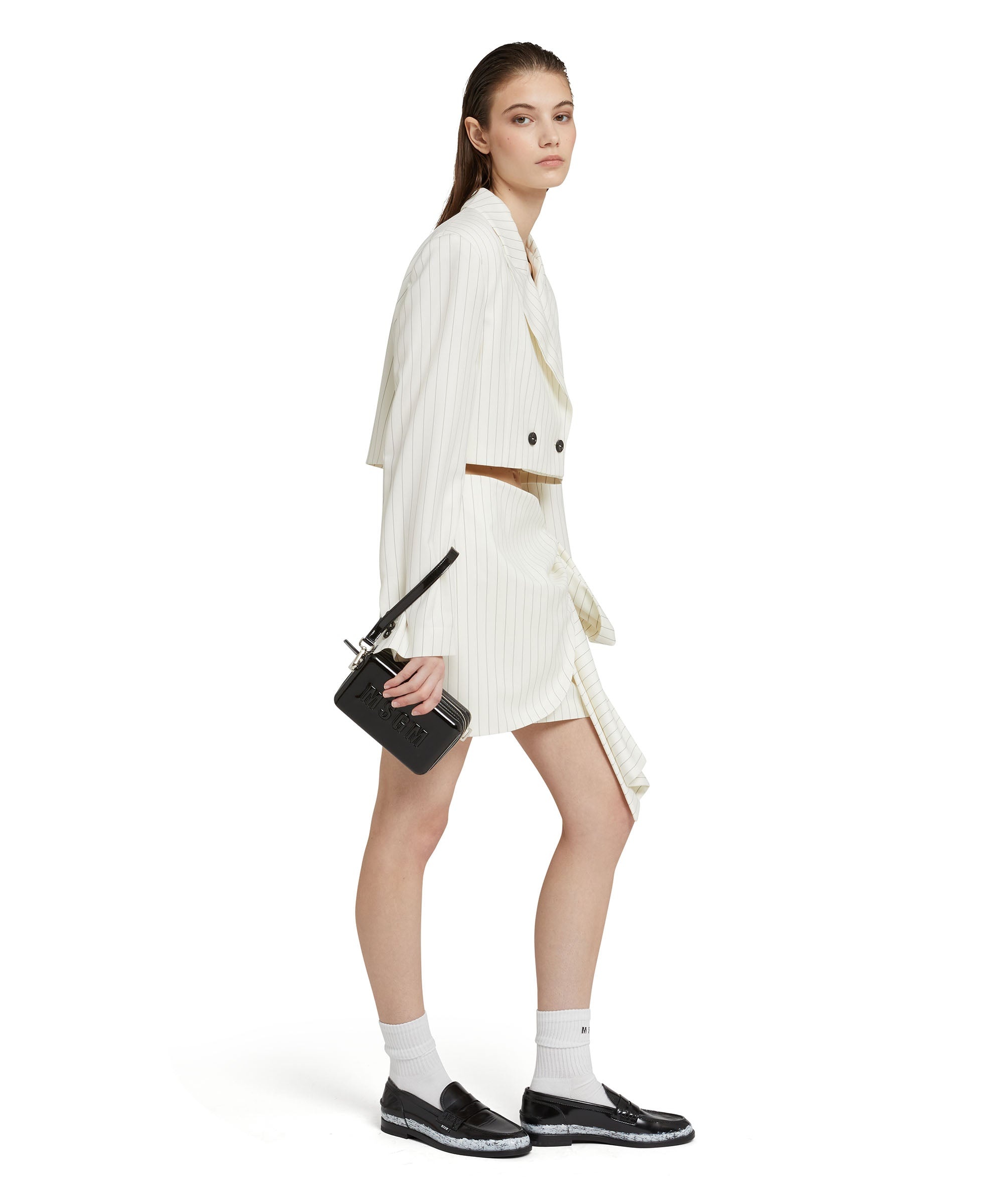 Fresh wool pinstripe crop jacket - 5