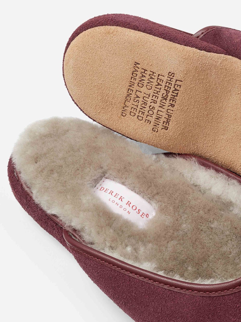 Men's Mule Slippers Douglas Suede Sheepskin Bordeaux - 5