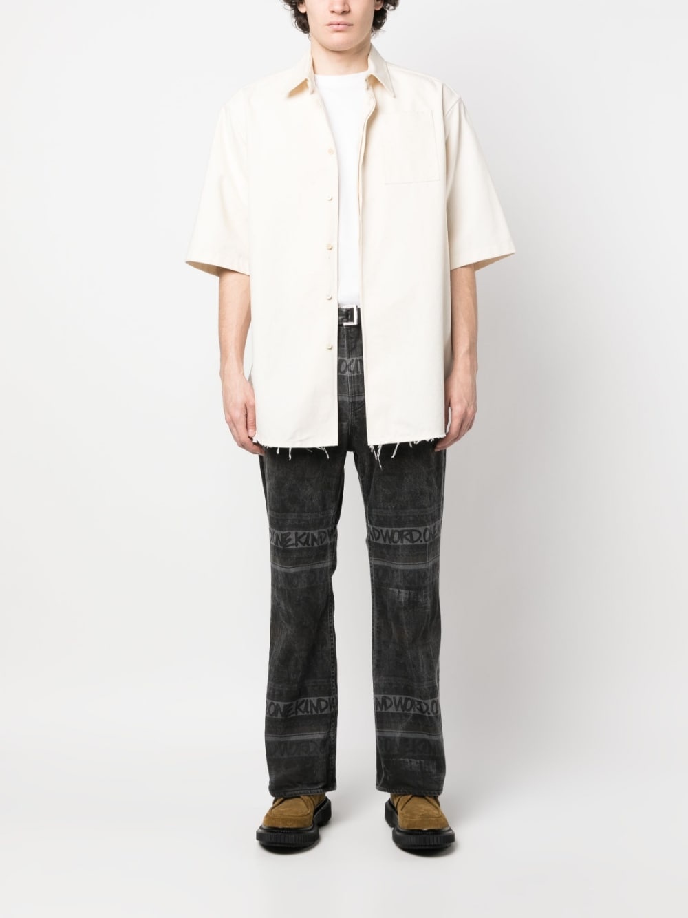 logo-pattern denim jeans - 2