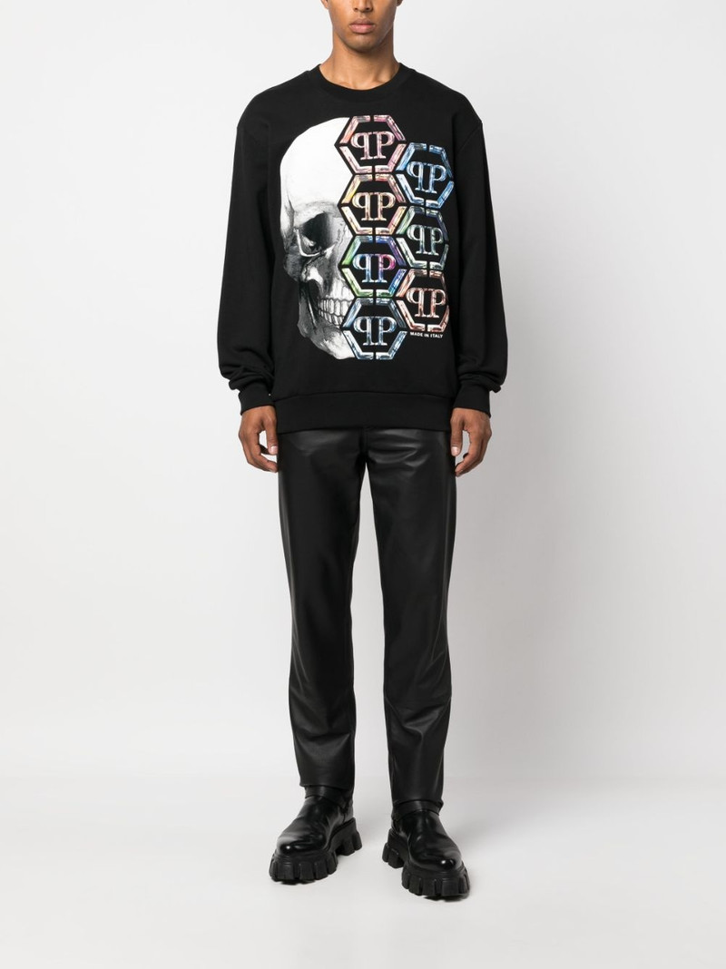 PHILIPP PLEIN skull-print cotton sweatshirt outlook
