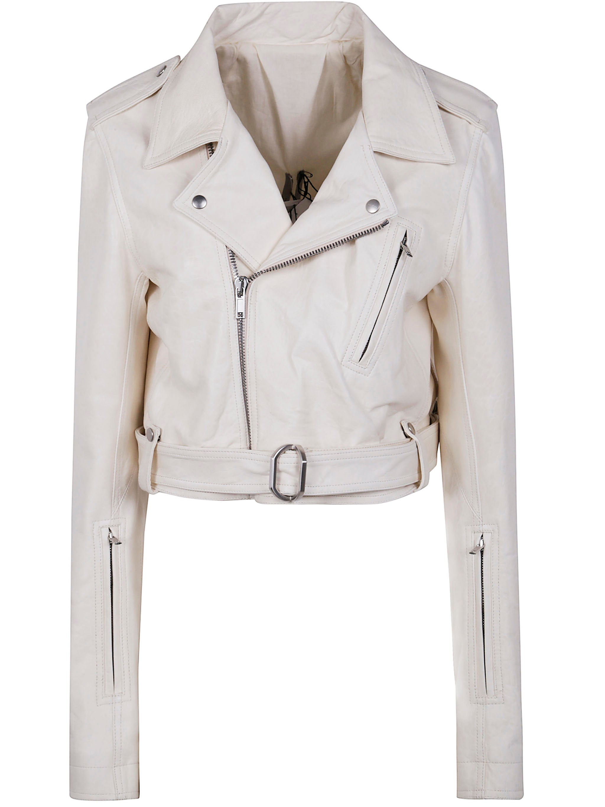 Rick Owens Women Cropped "Luke" S Stooges Leather Jacket - 6