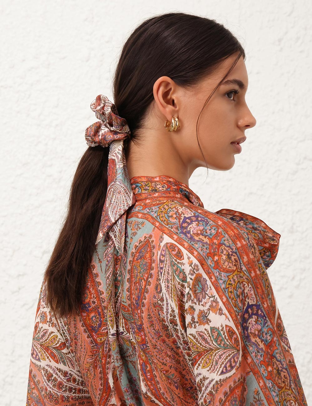 PRINTED SILK TIE SCRUNCHIE - 2