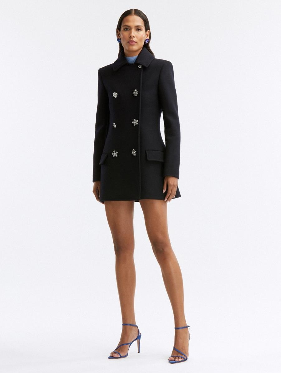FLORAL BUTTON DOUBLE-BREASTED CAR COAT - 4