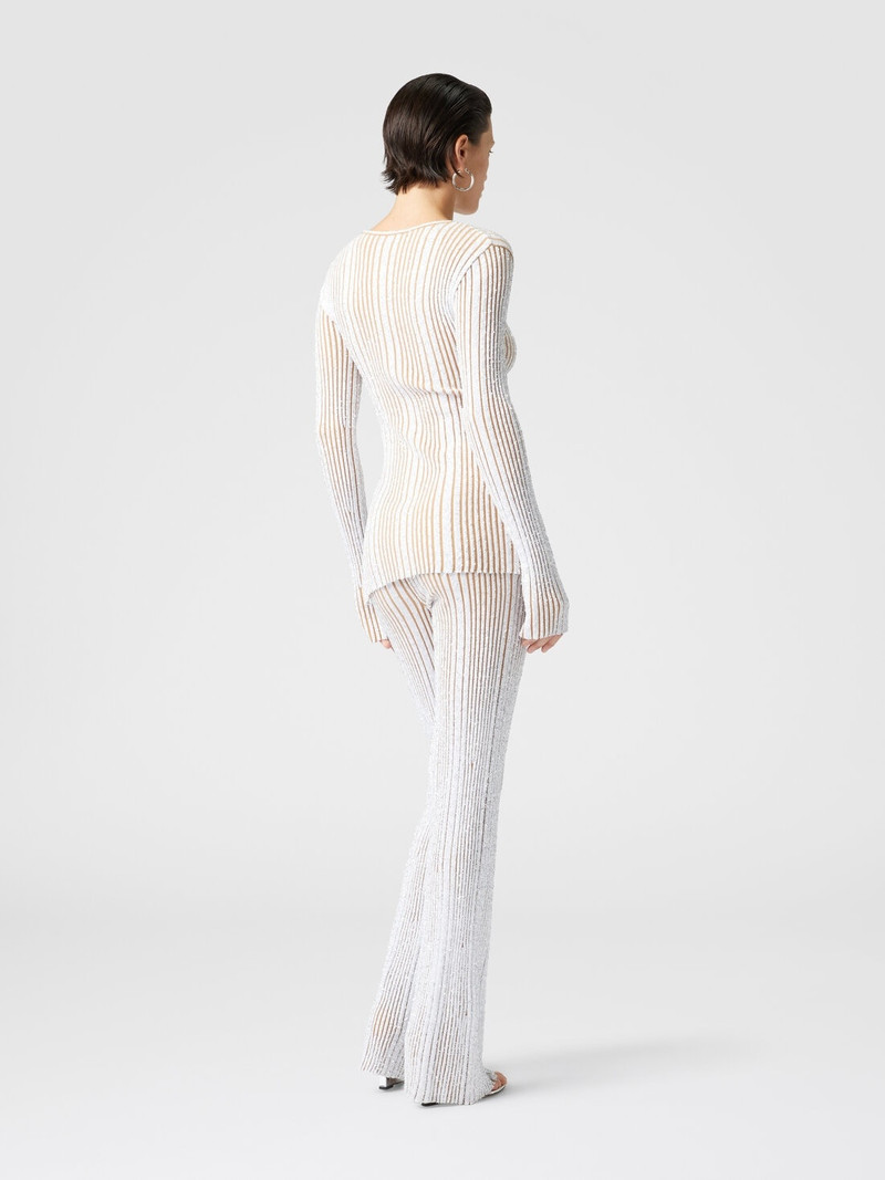 Ribbed sweater with sequins and long sleeves 3