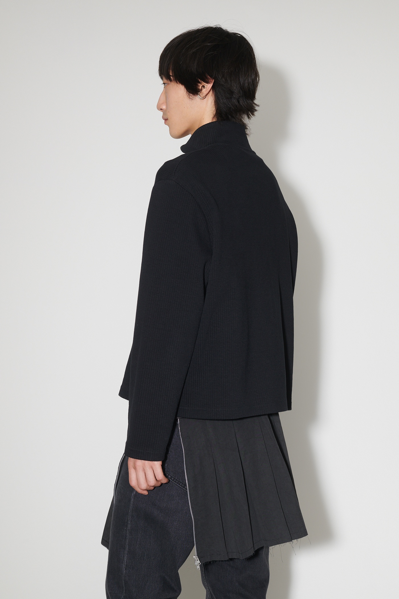 Shrunken Fullzip Polo Black Rib - 5