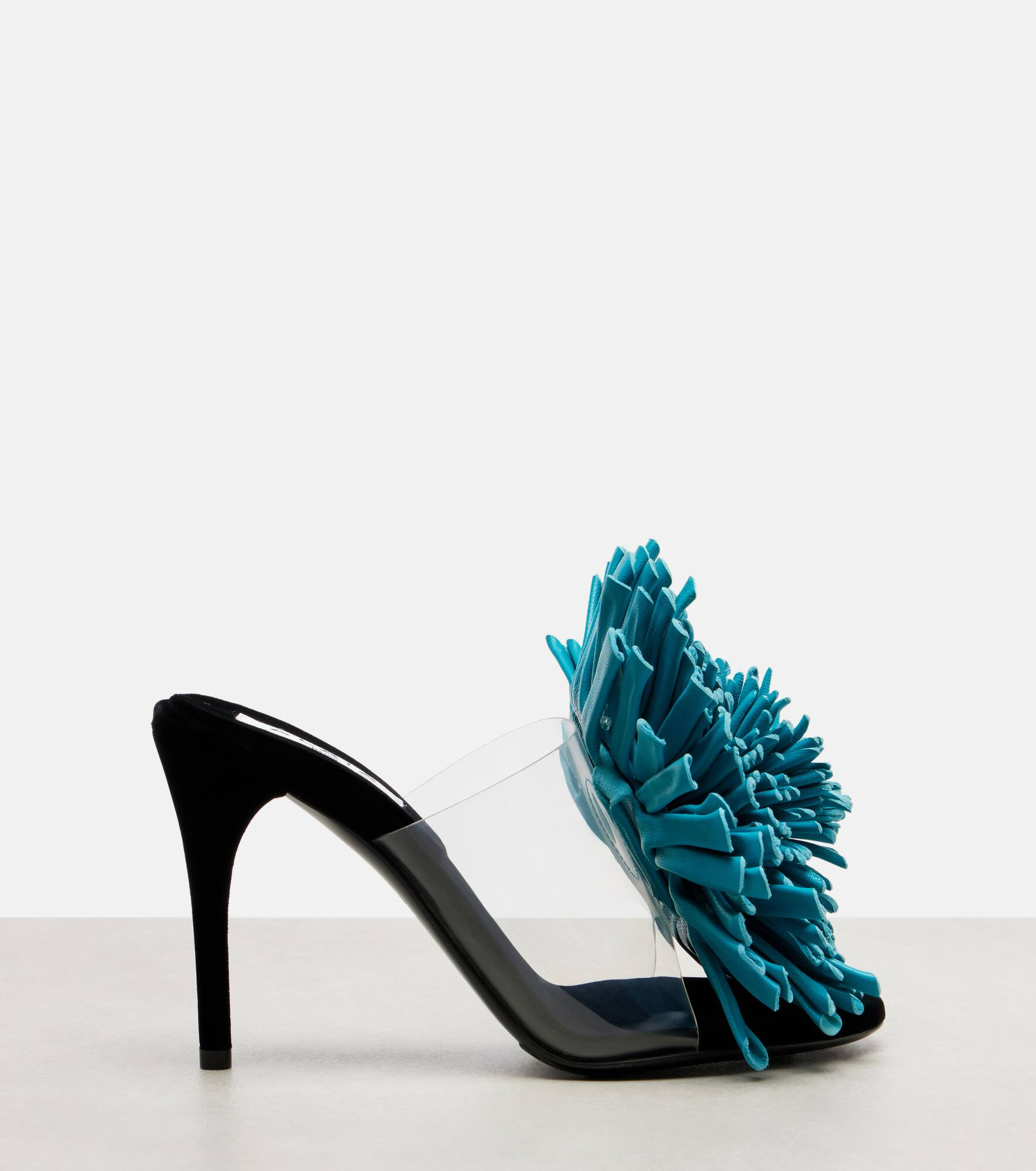 Dahlia 90 floral-appliqué leather and PU mules - 4