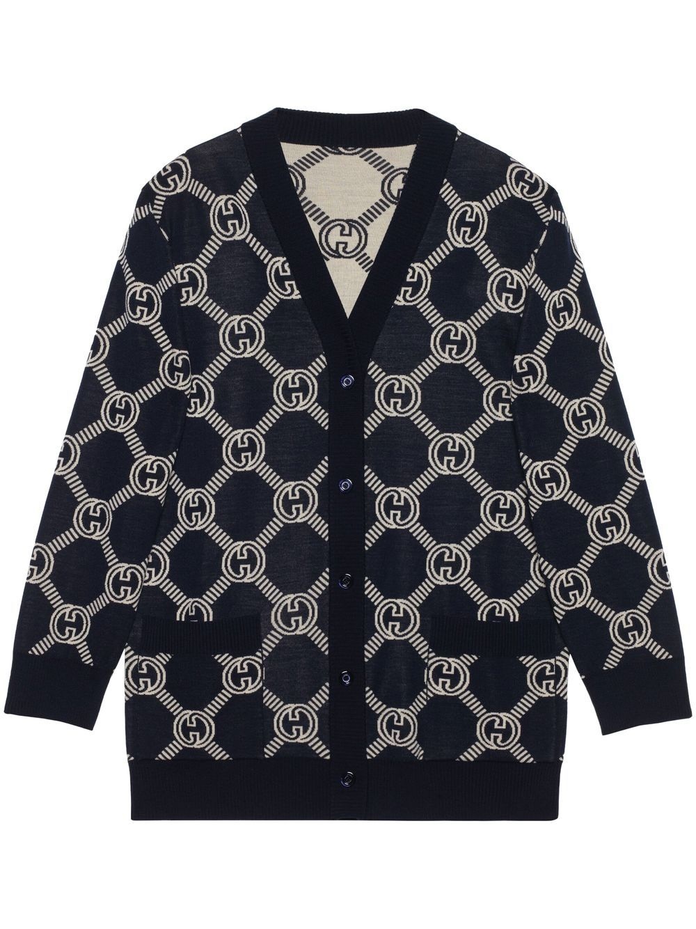 GG-jacquard reversible cardigan - 1