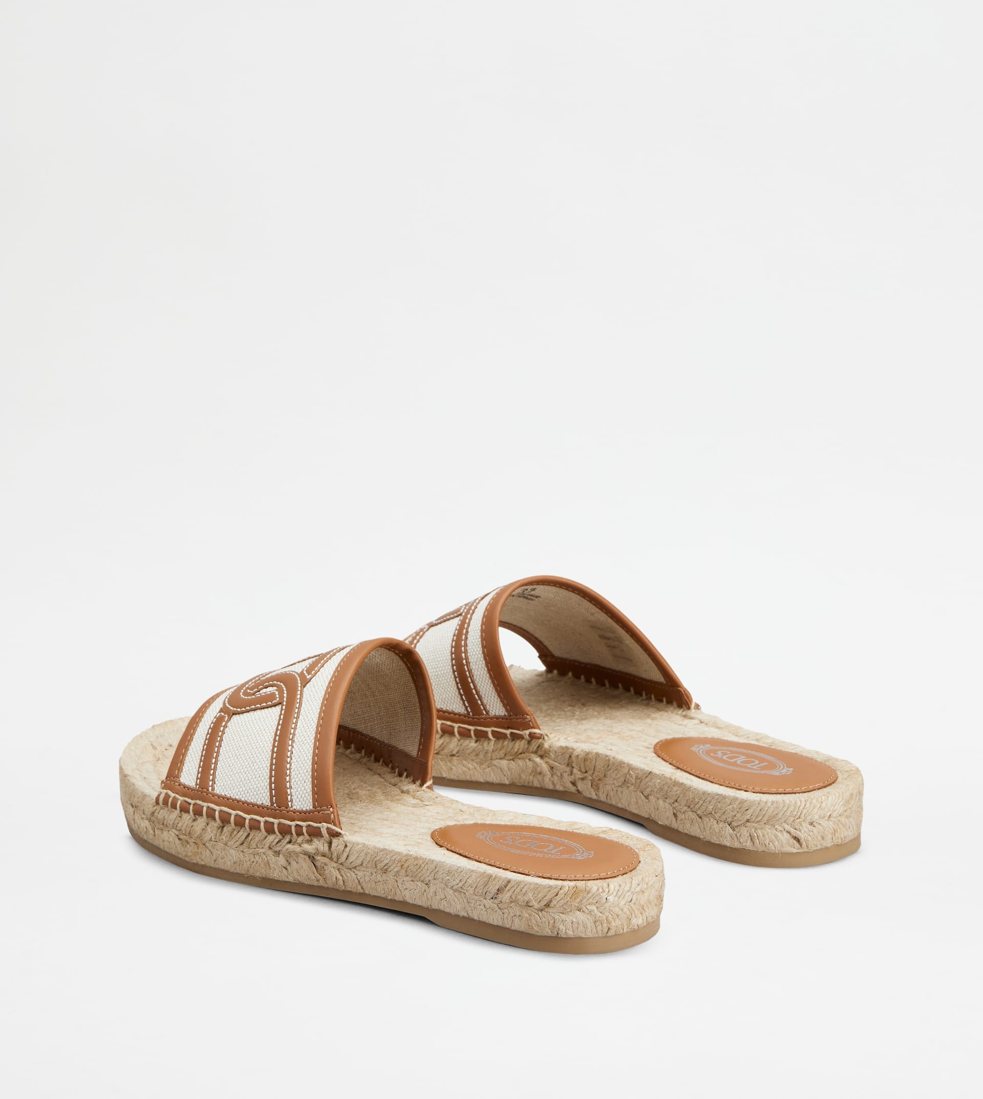 KATE SANDALS IN CANVAS AND LEATHER - WHITE, BROWN - 3