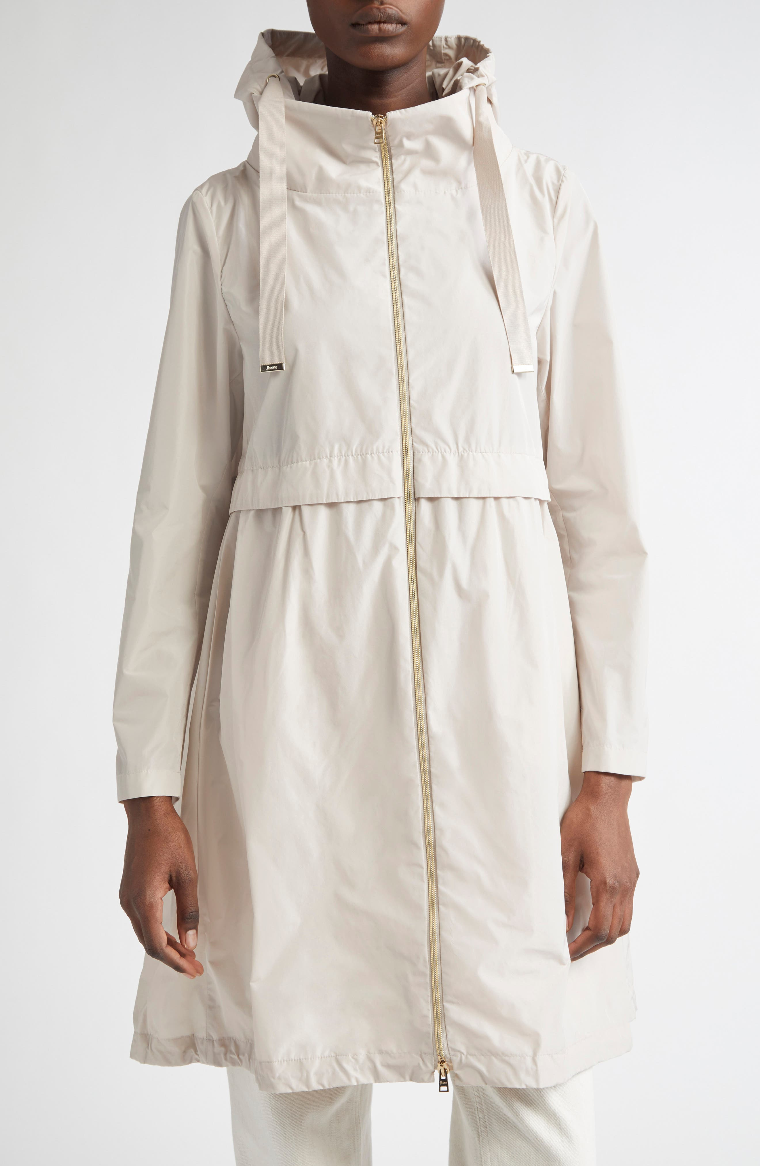 Herno Techno Taffeta A-Line Parka in Champagne at Nordstrom - 1