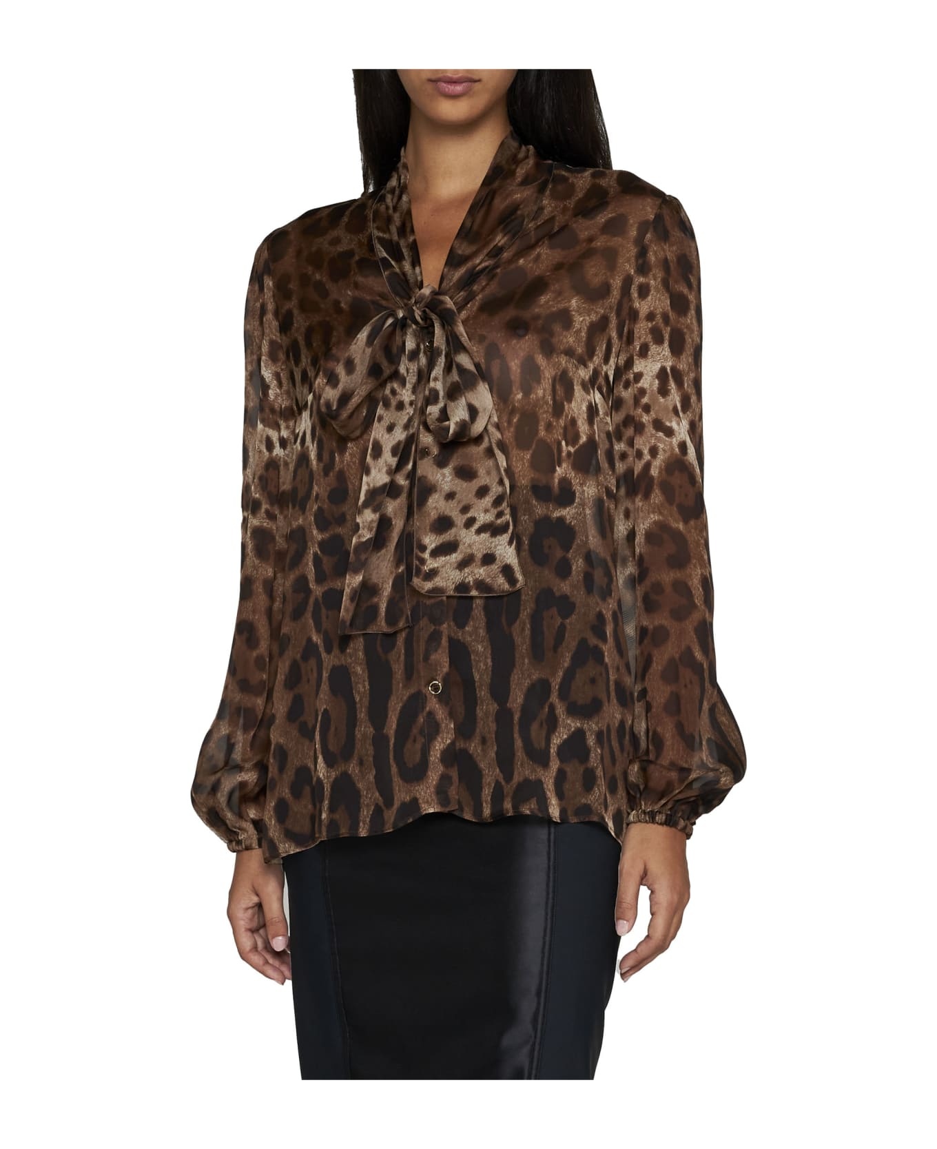 Leopard Print Chiffon Shirt - 3