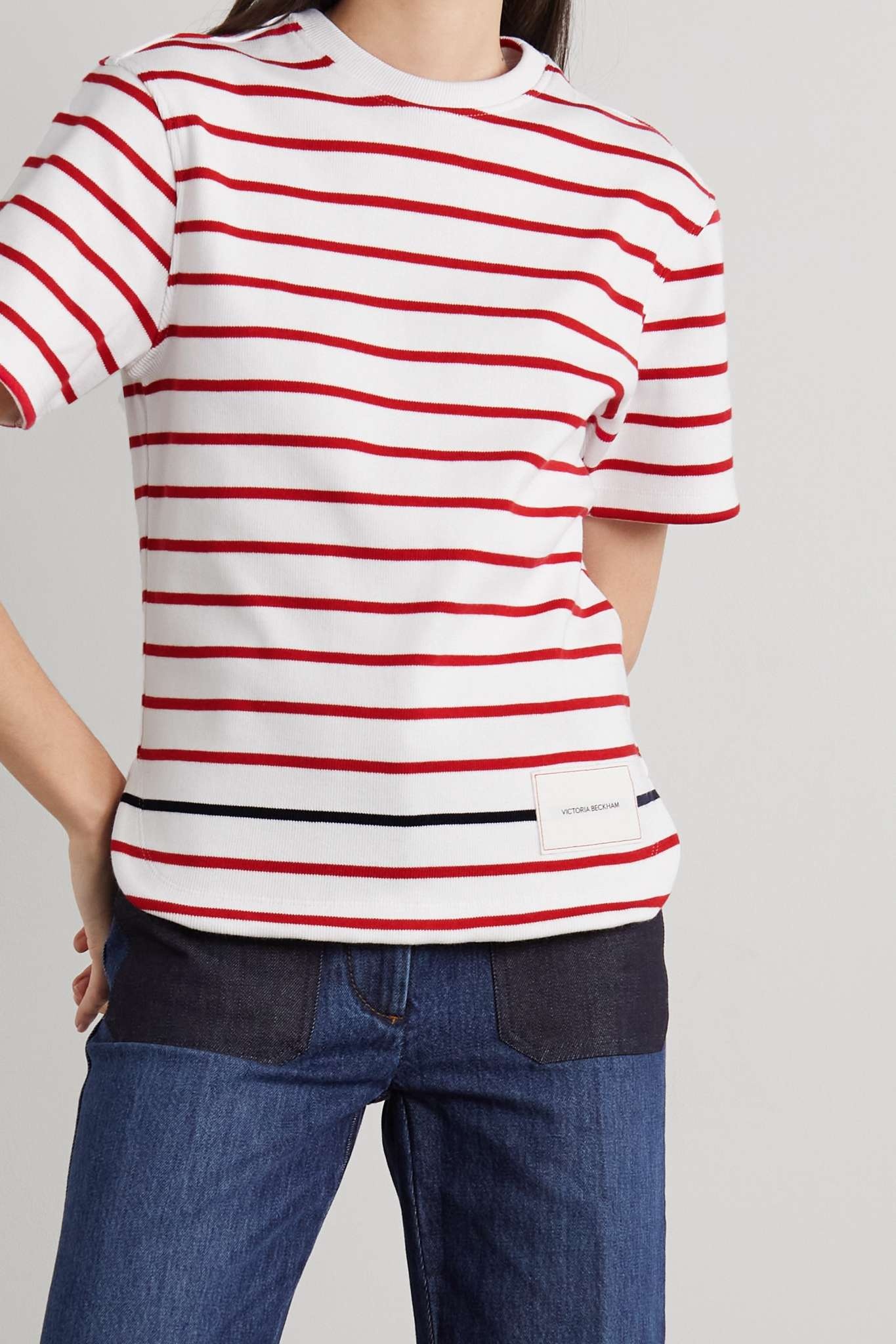 Appliquéd striped cotton-jersey T-shirt - 3