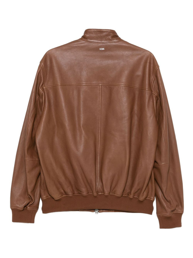 BOSS leather bomber jacket outlook