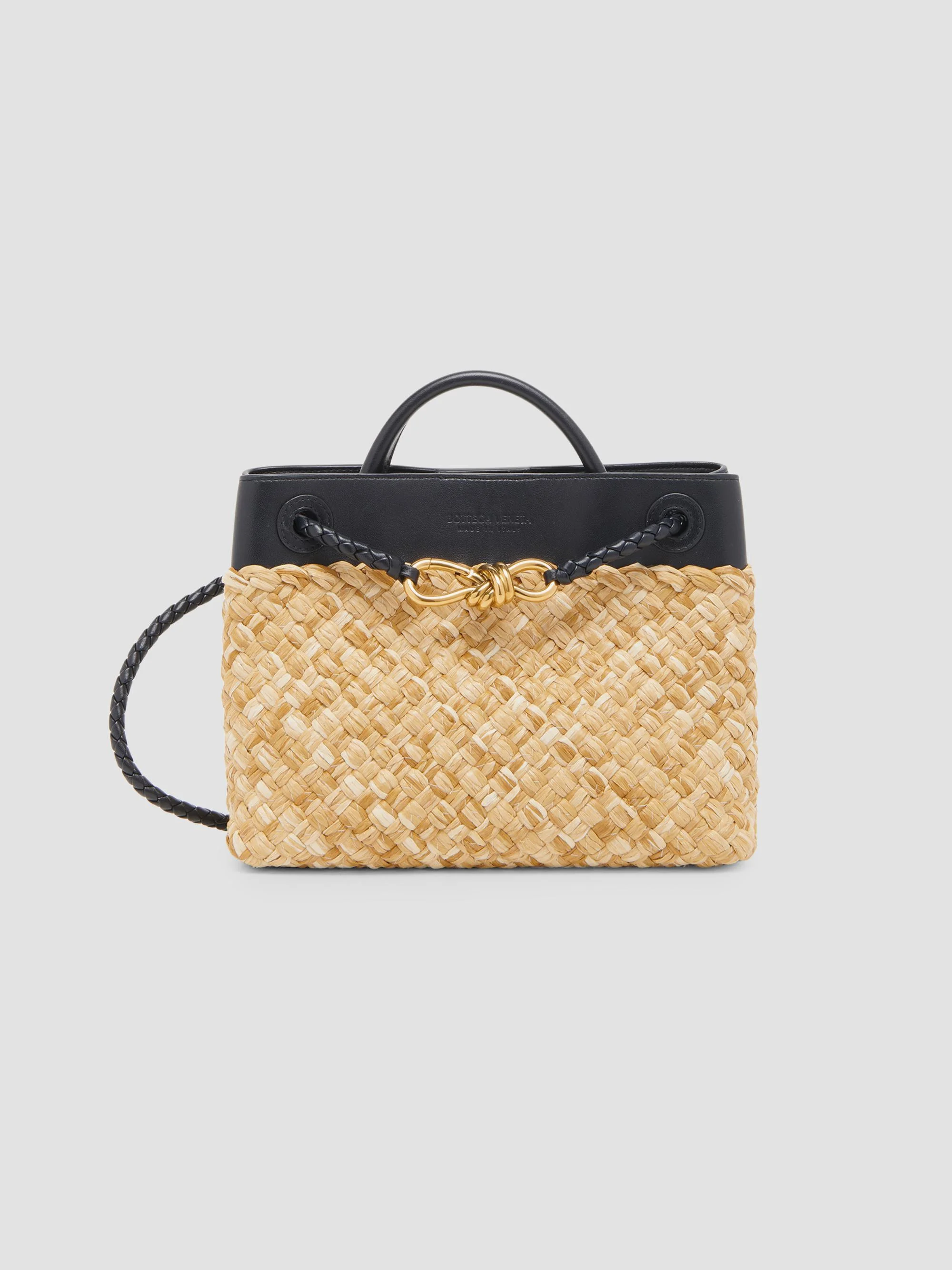 Women's Andiamo Small Raffia & Leather Top Handle Bag - Natural - 1