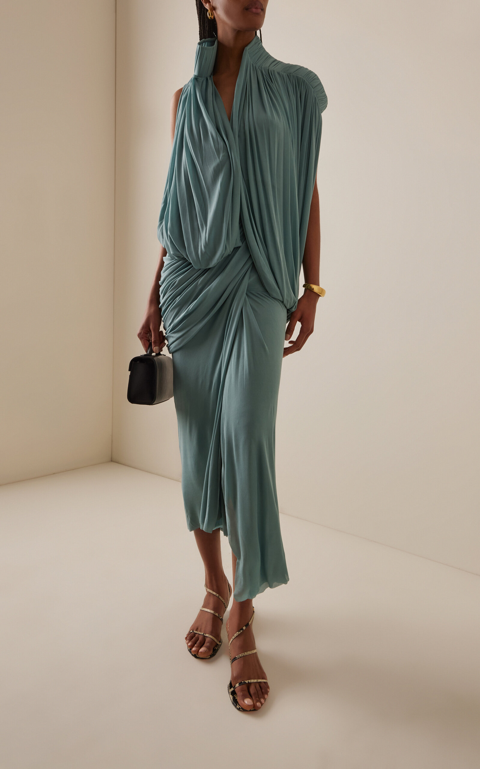 Exclusive Superb Draped Chiffon Top blue - 3