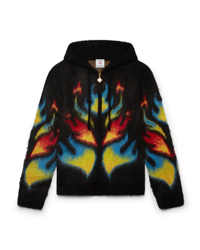 Mohair Flame Laurel Zip Hoodie | Casablanca Paris - 1