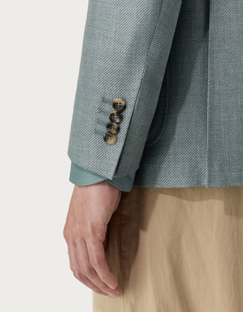 KEI BLAZER IN GREEN LINEN, SILK AND WOOL 4