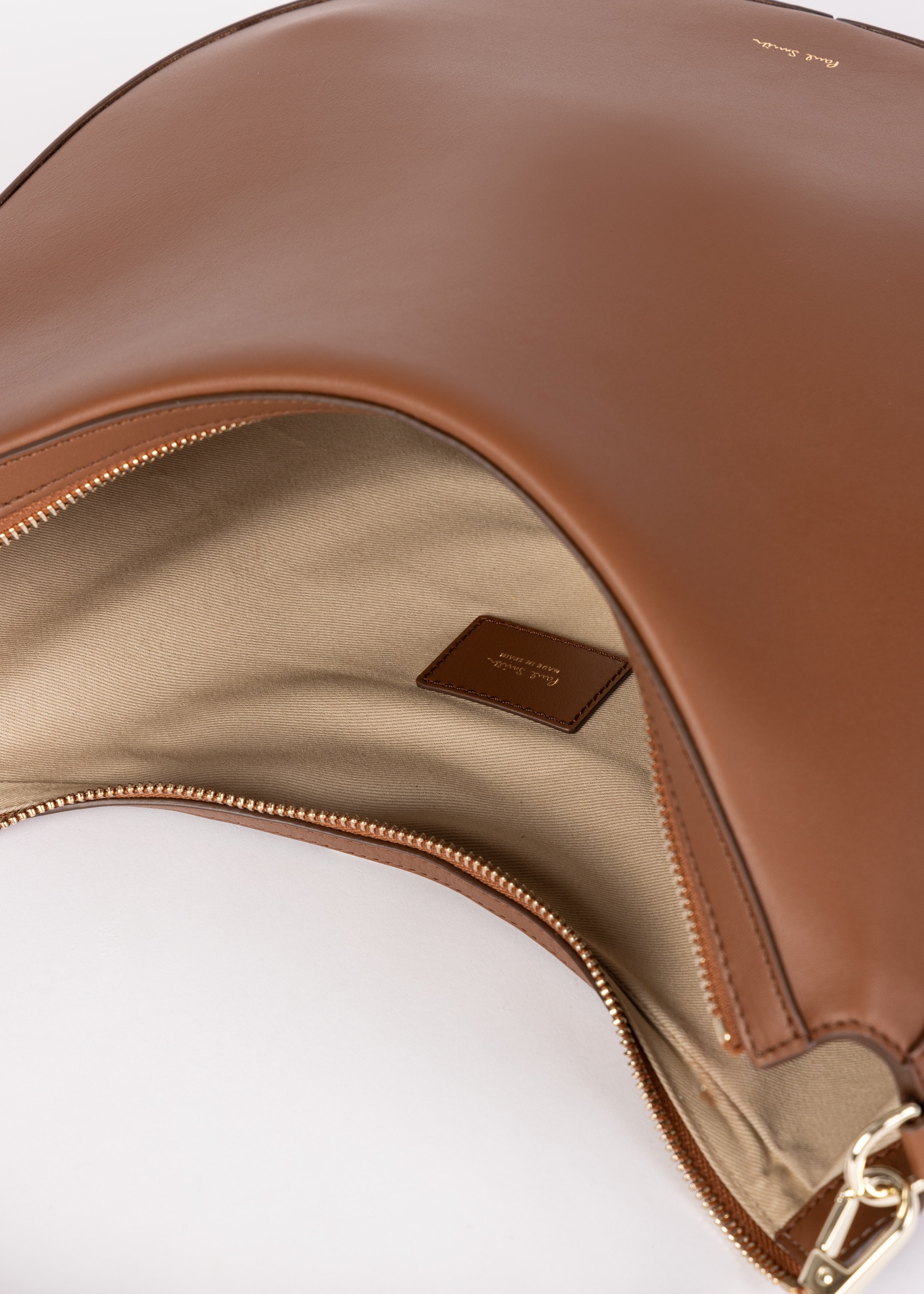 Women's Tan Leather Hobo Bag With Woven 'Signature Stripe' Strap - 5