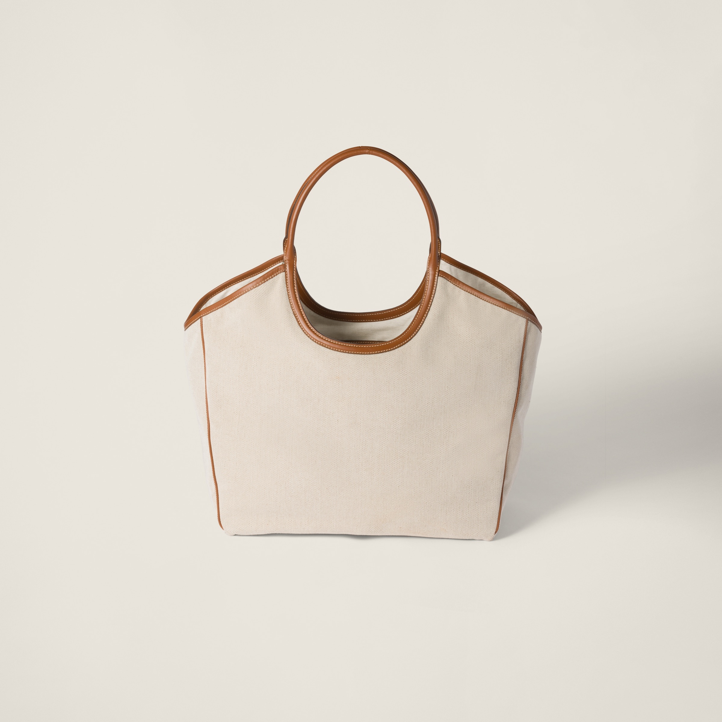 トートバッグ MIU MIU 5BA281_ACRN_F062F IVY CANVAS AND LEATHER BAG Miu Miu Ivy Canvas and Leather Tote Bag | Saks Fifth Avenue
