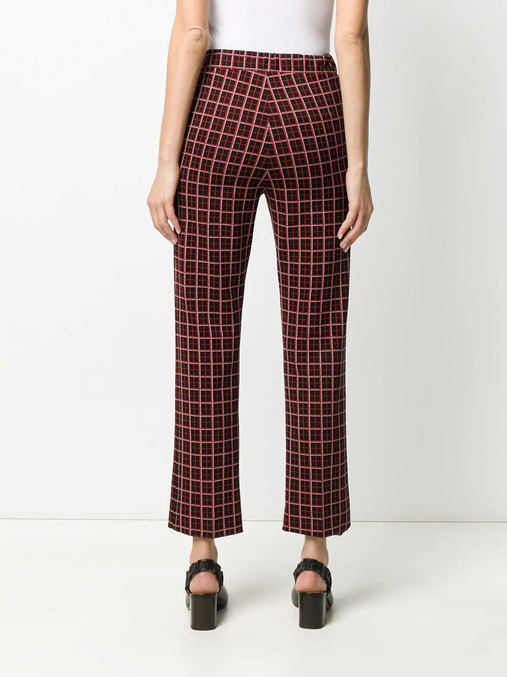 checked cropped trousers - 4