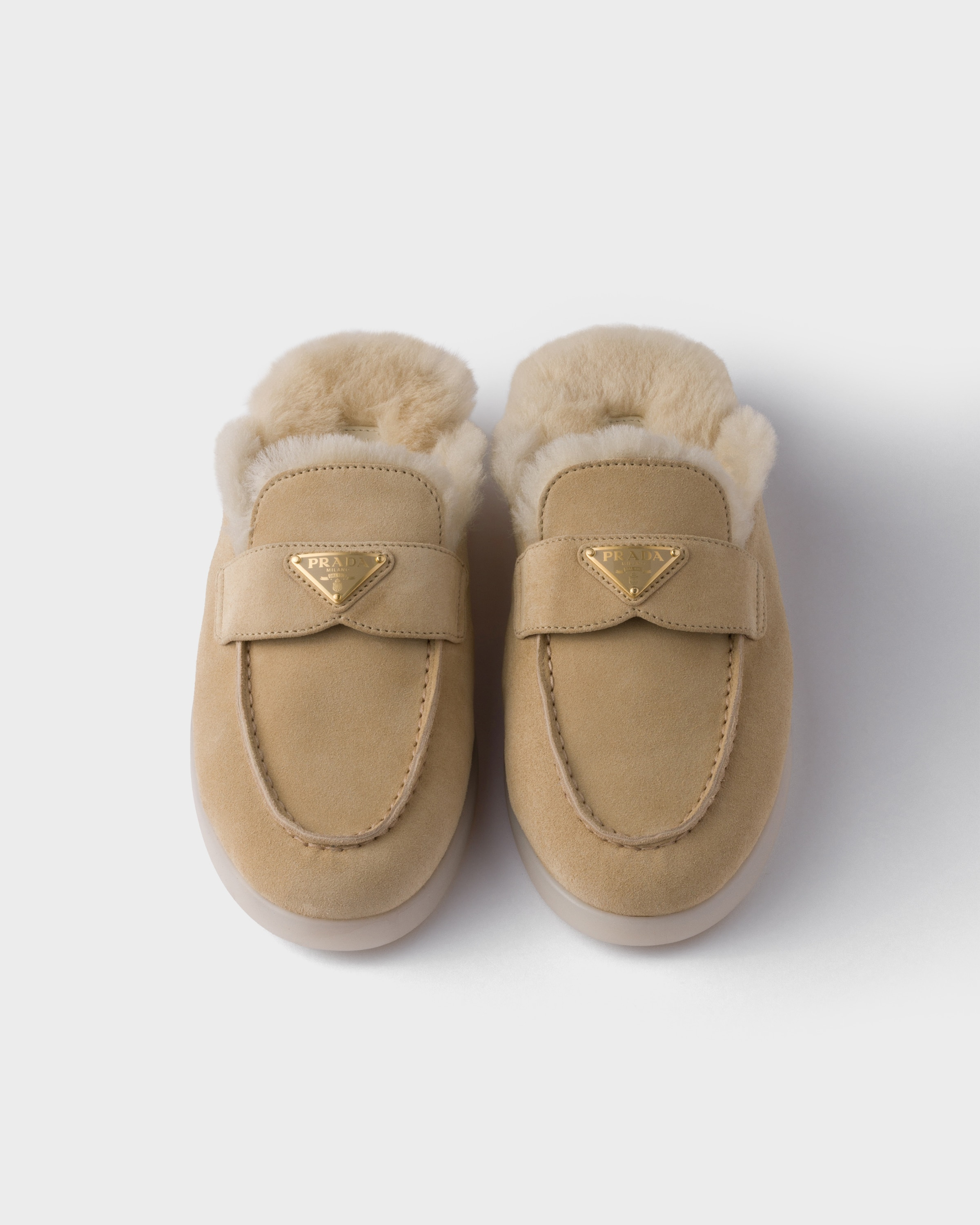 Suede and shearling loafers - 3