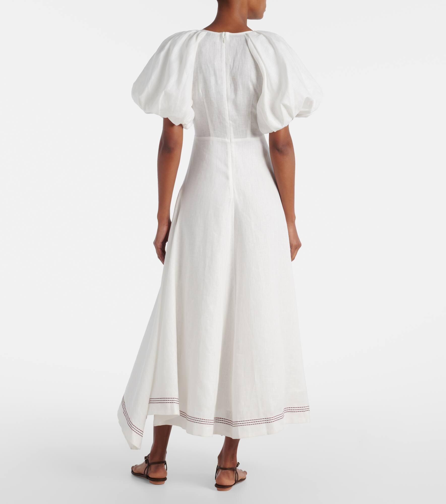 Magnolia embroidered linen midi dress - 3