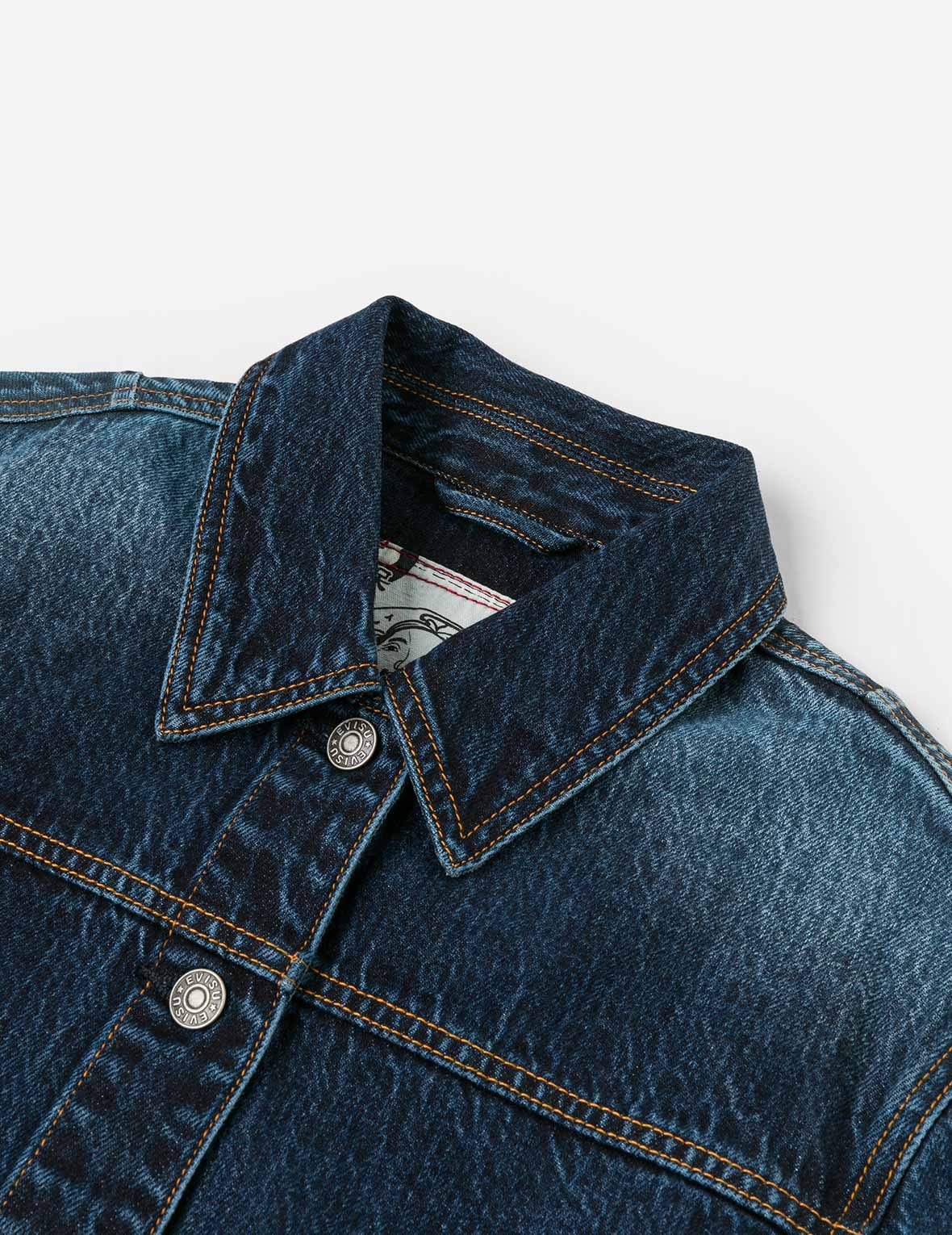 Gradient Print Loose Fit Washed Denim Jacket - 6