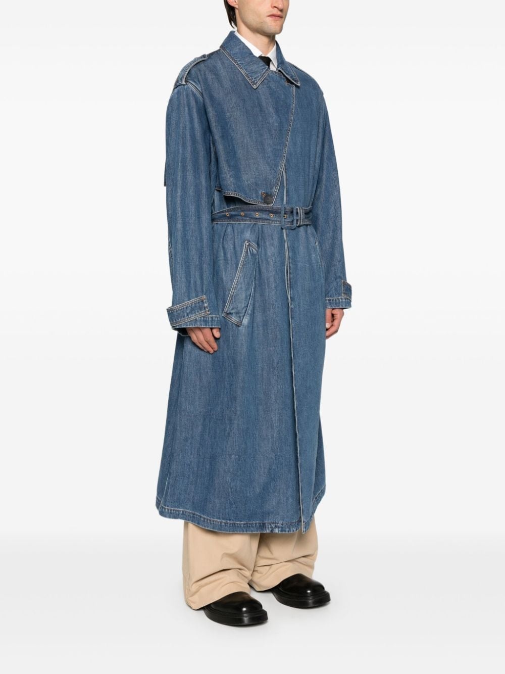 denim trench coat - 3