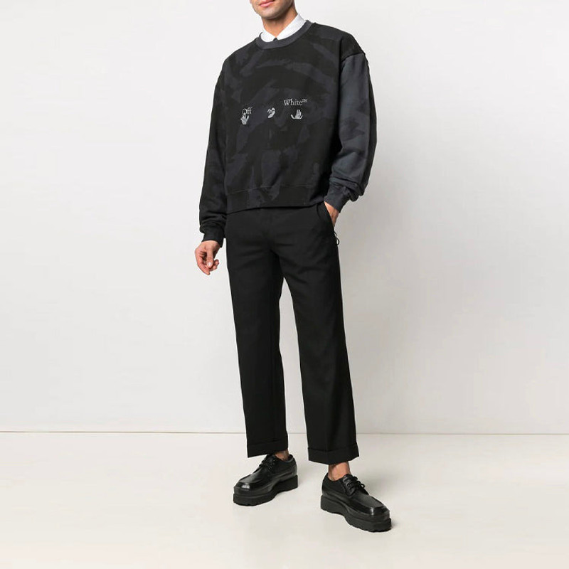 Off-White 오프 화이트 SS21 Camouflage 인쇄 로고 둥근 목 까만 OMBA035R21FLE0011009 outlook