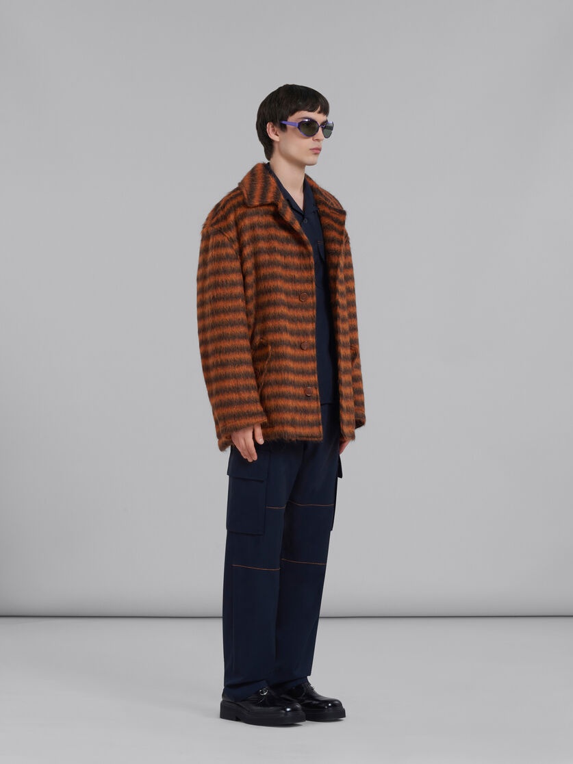 BLUE TROPICAL WOOL CARGO PANTS WITH STITCHING - 5