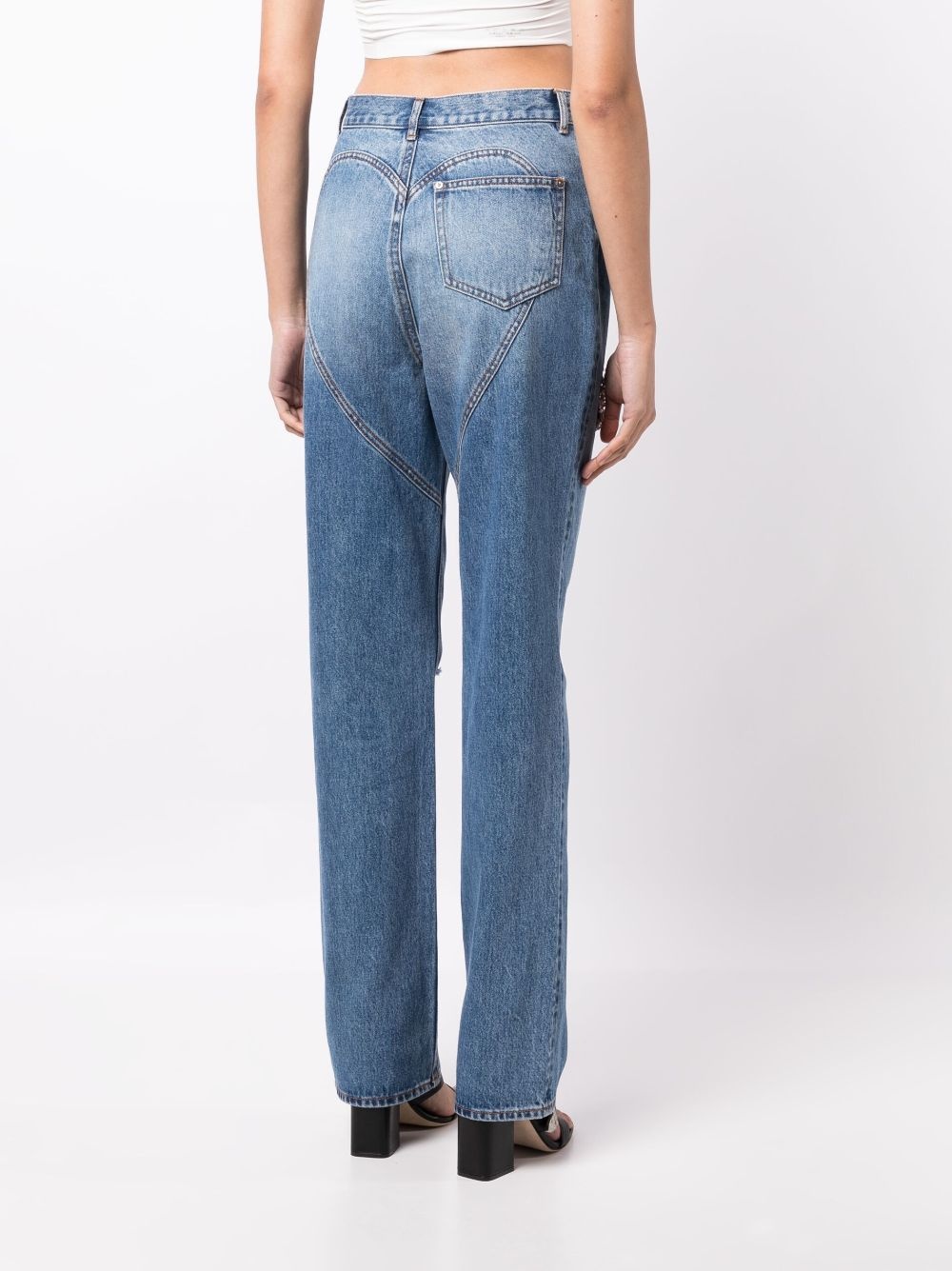 crystal-embellished straight-leg jeans - 4