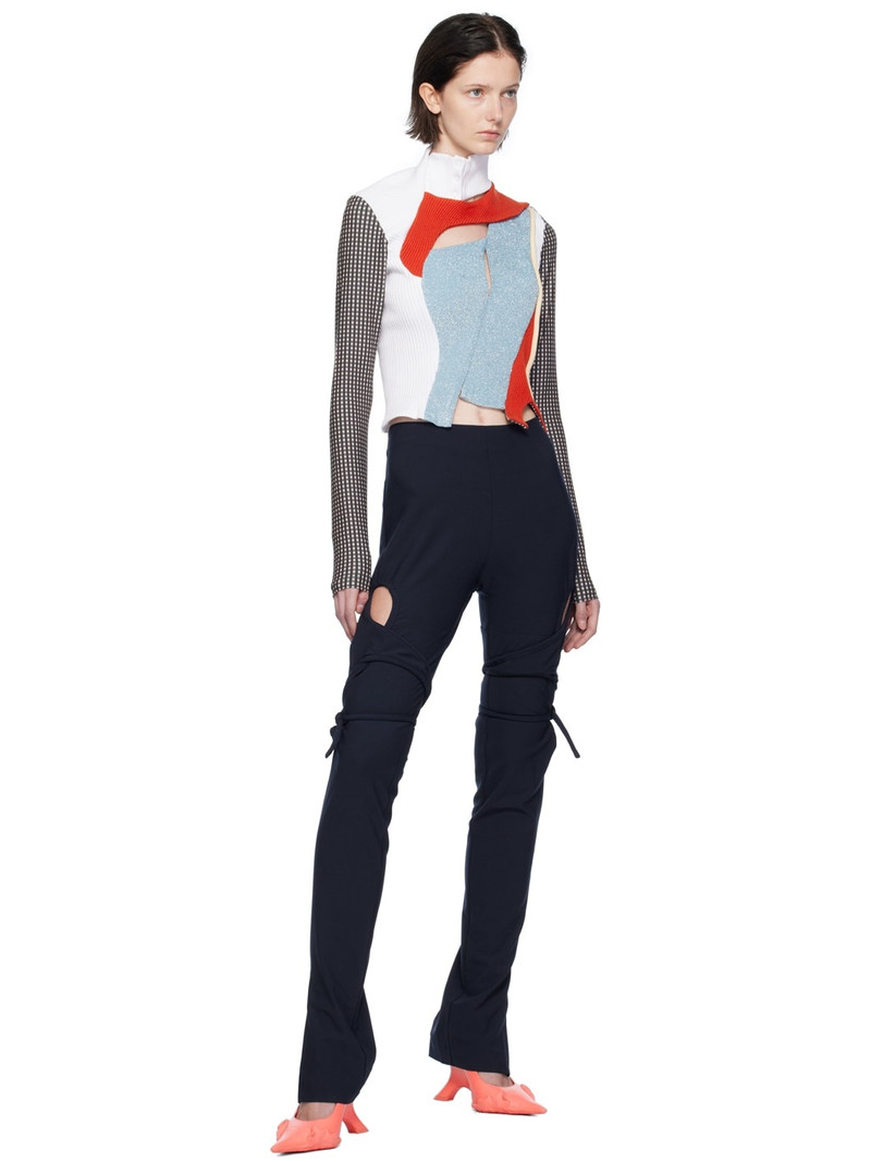 OTTOLINGER Blue & White Asymmetric Turtleneck outlook