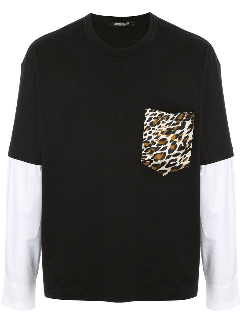 leopard print panel T-shirt 1